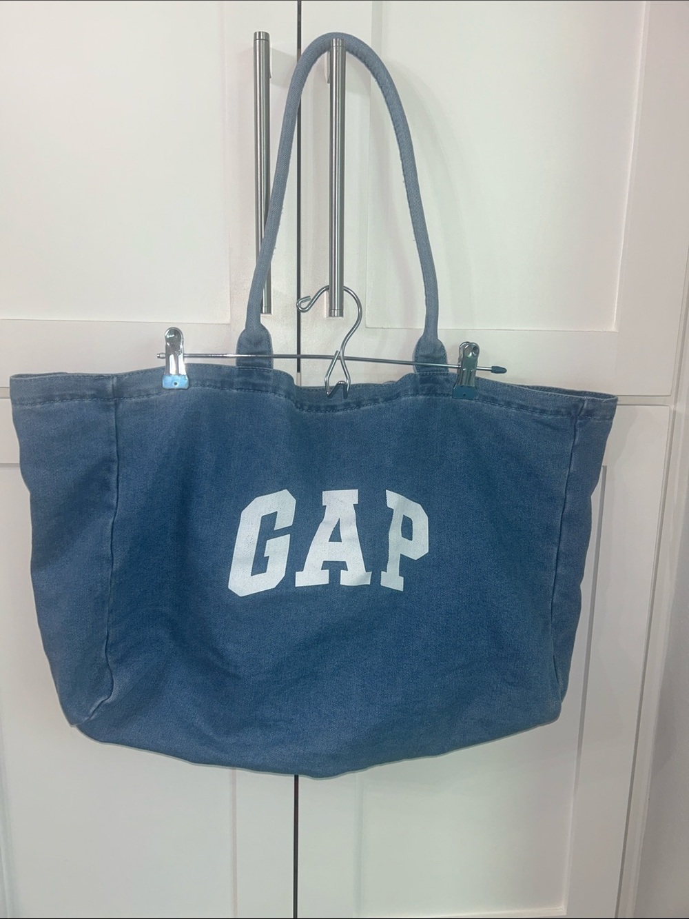 GAP Denim-Style Canvas Tote Bag - Blue with White Logo